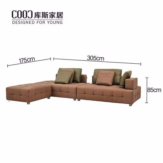 Living Room Bedroom Balcony Leisure Set Leather 3seat Right Sofa