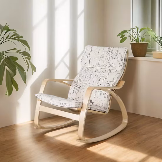 Sedia a dondolo in legno curvato comfort stile moderno